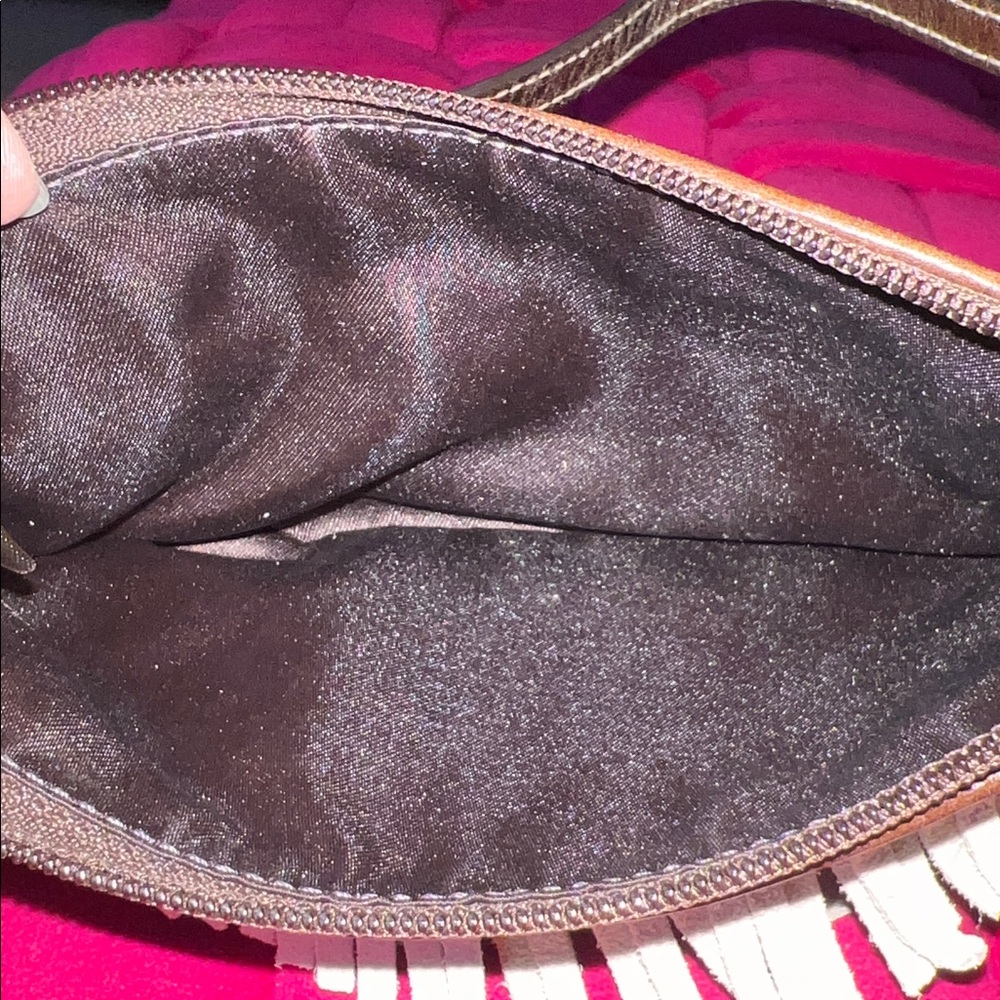Coach Fringe Wristlet in Brown, Beige & Gold - Picture 12 of 13